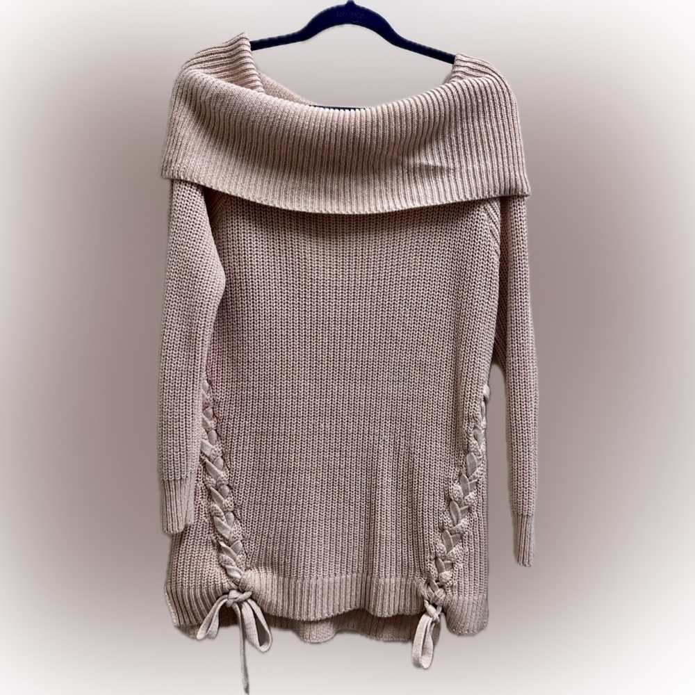 City Chic Cowl Neck Sweater - Pink